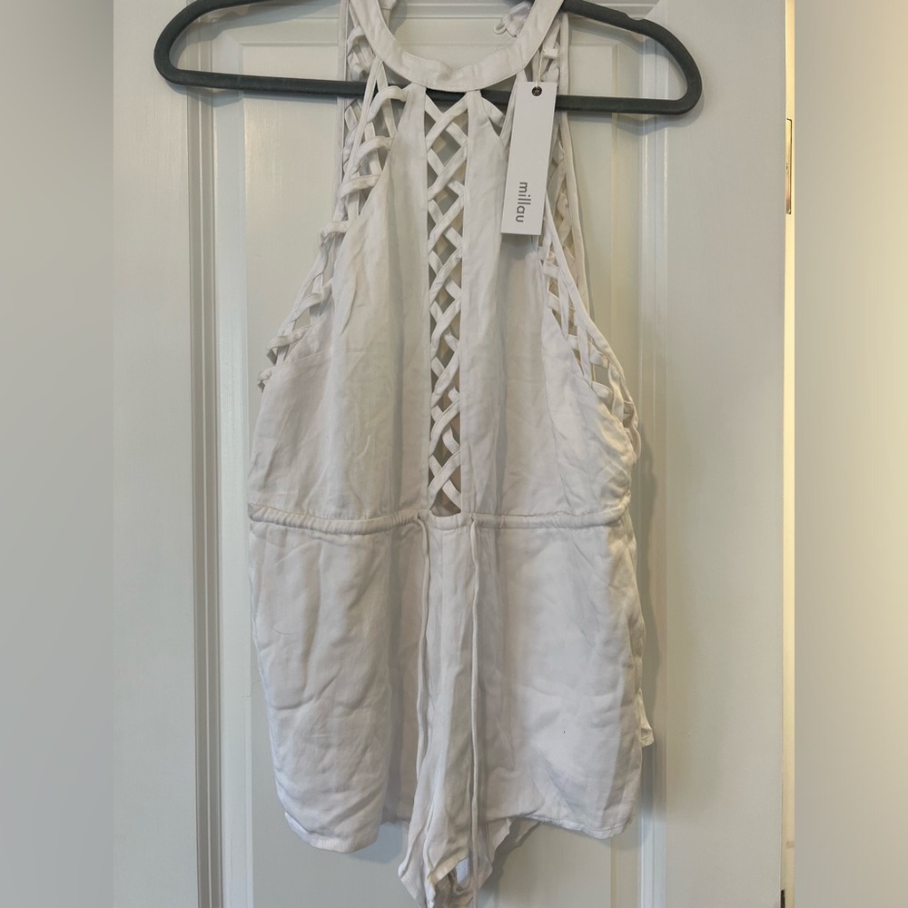Boutique White Halter Romper